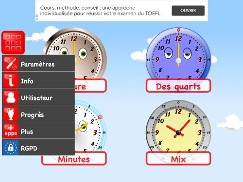 jeu éducatif Apprendre à lire l'heure CP CE