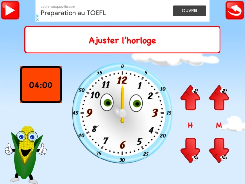jeu éducatif Apprendre à lire l'heure CP CE