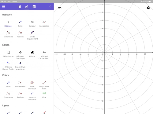 jeu éducatif GeoGebra calculette graphique