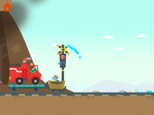 application enfant Camion de pompier dinosaure