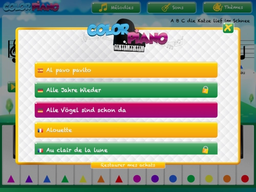 jeu éducatif Color Piano : Initiation au solfège