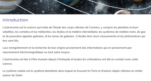 jeu éducatif Cours d'Astronomie