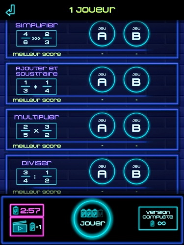 jeu éducatif Fractions challenge