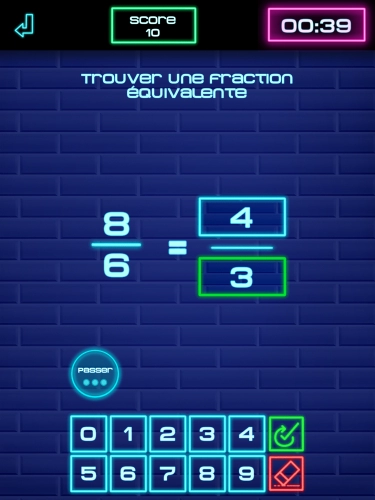 jeu éducatif Fractions challenge