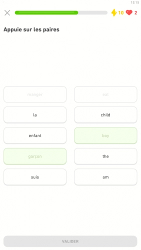 jeu éducatif Duolingo