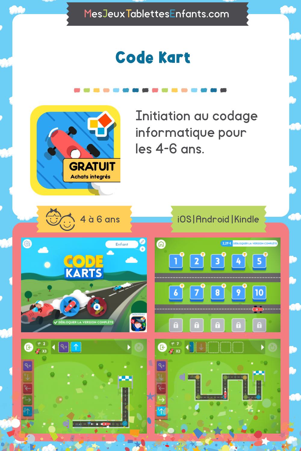 Code Kart sur iphone, android Jeux et applications éducatives