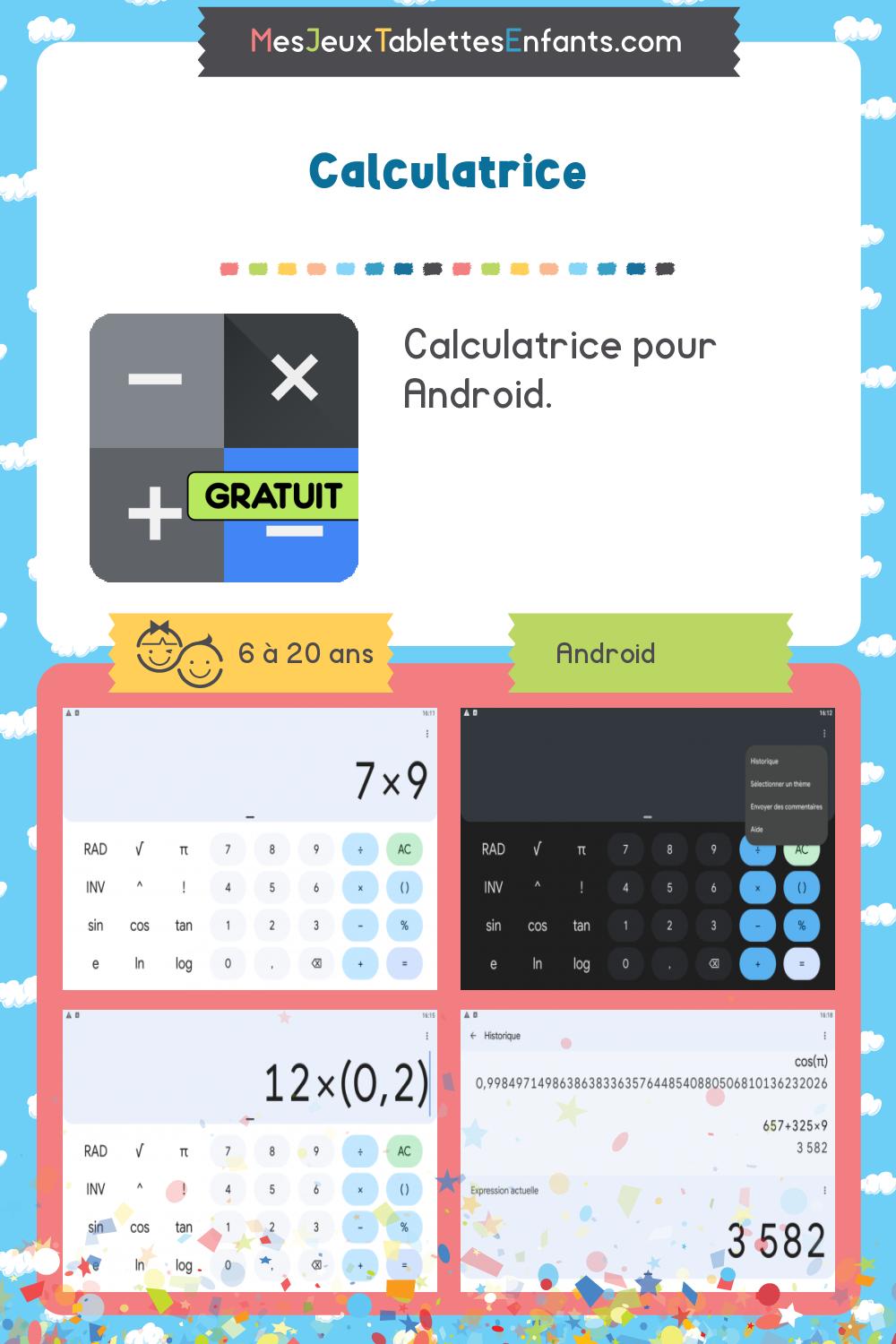 Calculatrice sur android - Jeux et applications éducatives